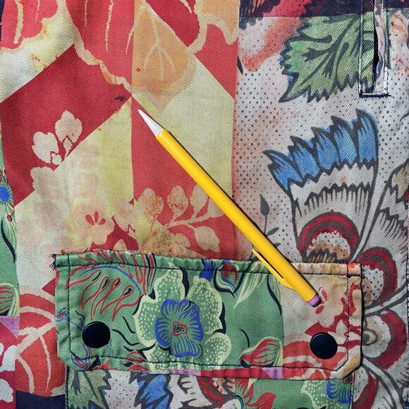 Desigual Jacket Tropical Print Patchwork Button Up Multicolor Shacket Medium - Picture 7 of 11